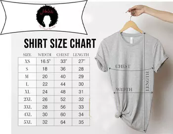 my natural hair style tee size chart